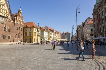 Wroclaw, Poland - July 09, 2018: Market Square in the center of Wroclaw, Polandのeditorial素材