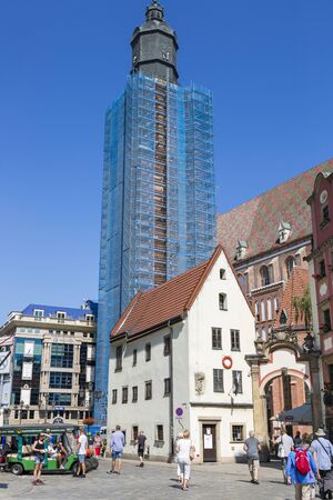 Wroclaw, Poland - July 09, 2018: Restoration of the Church of St. Elizabeth in Wroclaw, Polandのeditorial素材