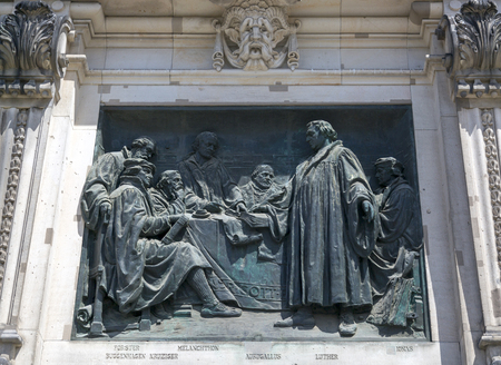 Berlin, Germany - July 01, 2018: Bas-relief on the building of Berlin Cathedralのeditorial素材