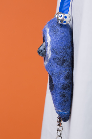 Women's Boho Felted Wool Jewelry in blueの写真素材