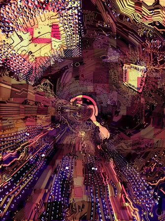 Abstraction based on the image of the motherboard of a personal computerの写真素材