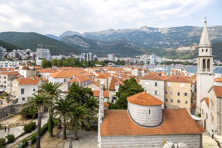 Budva, Montenegro - August 03, 2017: View of the city from the observation deck of the ancient fortress Citadelのeditorial素材