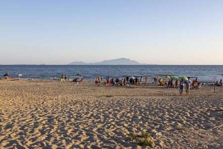 Castel Volturno, Italy - August 18, 2019: Beach by the sea in the city of Castel Volturno in Italyのeditorial素材