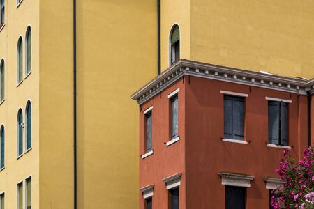Venice, Italy - August 22, 2019: Architecture and facade of the old city buildings of Veniceのeditorial素材