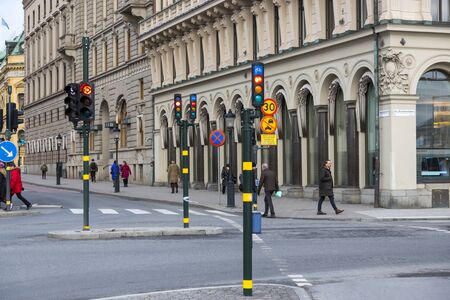 Stockholm, Sweden - January 16, 2020: View of one of the streets in the center of Stockholm.のeditorial素材
