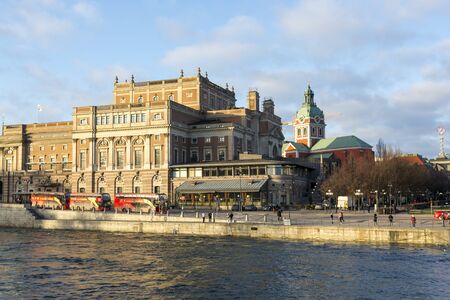Stockholm, Sweden - January 16, 2020: A fragment of the embankment of the city of Stockholm.