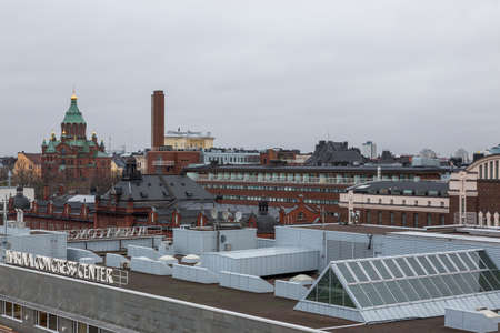 Helsinki, Finland - January 17, 2020: View of the city of Helsinki near the seaport.のeditorial素材