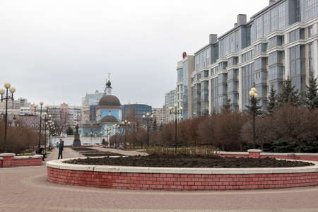 Belgorod, Russia - January 21, 2020: Holy Trinity Boulevard in the center of Belgorodのeditorial素材