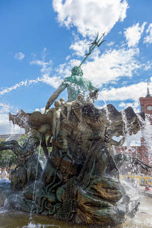Berlin, Germany - July 01, 2018: Fragment of the Neptune Fountain in the center of Berlinのeditorial素材