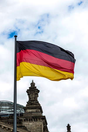 Berlin, Germany - July 01, 2018: Flags on the background of the Reichstag buildingのeditorial素材
