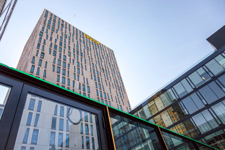 Rotterdam, Netherlands - July 03, 2018: Modern architecture of the city against the skyのeditorial素材