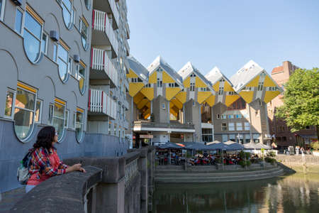 Rotterdam, Netherlands - July 03, 2018: Cubic houses in the center of Rotterdamのeditorial素材