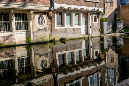 Delft, Netherlands - July 03, 2018: View to the street in the historic center of Delftのeditorial素材
