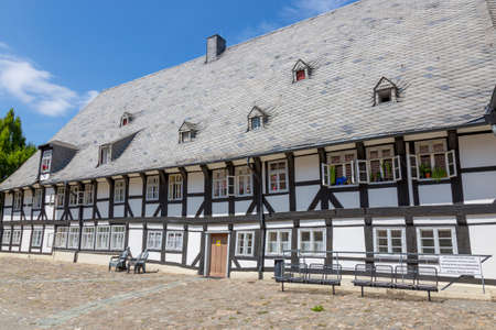 Goslar, Germany - July 08, 2018: View of one of the central streets in the center of Goslar in Germanyのeditorial素材