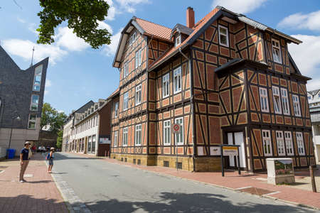 Goslar, Germany - July 08, 2018: House with half-timbered construction technology in Goslar, Germany.のeditorial素材