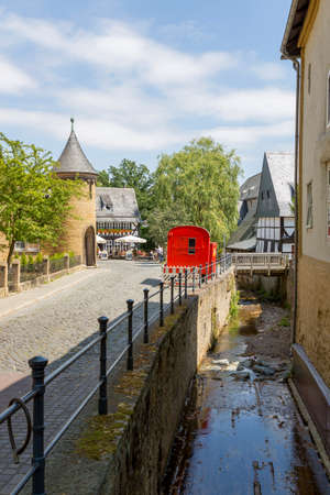 Goslar, Germany - July 08, 2018: River Abzucht flowing through the center of Goslar, Germanyのeditorial素材