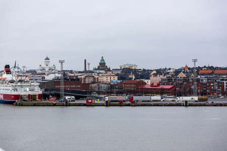 Helsinki, Finland - January 17, 2020: View of the pier in the port of Helsinkiのeditorial素材