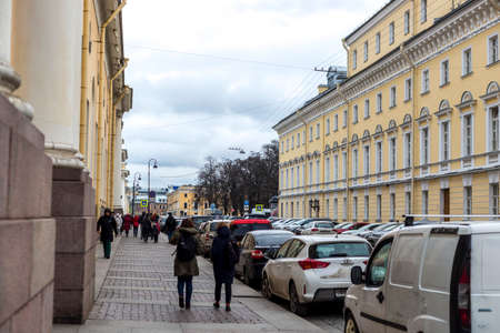 St. Petersburg, Russia - January 19, 2020: View of one of the streets in the center of St. Petersburgのeditorial素材