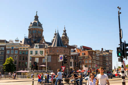 Amsterdam, Netherlands - July 02, 2018: Domes of the Church of St. Nicholas - one of the main temples of Amsterdamのeditorial素材
