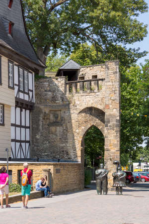 Goslar, Germany - July 08, 2018: Modern sculpture on the street in the center of Goslar in Germanyのeditorial素材