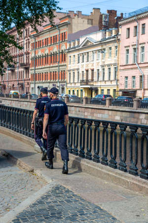St. Petersburg, Russia - July 09, 2021: Police patrol on the streets of St. Petersburgのeditorial素材