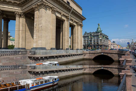 St. Petersburg, Russia - July 09, 2021: Fragment of the Kazan Cathedral in St. Petersburg on the Embankment of the Griboyedov Canalのeditorial素材