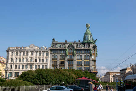 St. Petersburg, Russia - July 09, 2021: View of a large bookstore in a historic building on Nevsky Avenue in St. Petersburgのeditorial素材