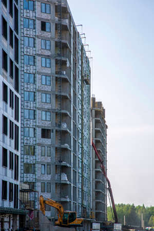 St. Petersburg, Russia - July 09, 2021: Construction of a multi-storey residential building in St. Petersburgのeditorial素材