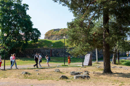 Priozersk, Russia - July 10, 2021: Tower and rampart of Korela fortress in the city of Priozersk, Leningrad region, built in XIII - XIV centuriesのeditorial素材