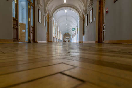 St. Petersburg, Russia - July 13, 2021: View from the floor on the corridor of the educational building of Peter the Great St. Petersburg Polytechnic Universityのeditorial素材