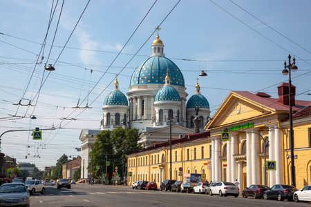 St. Petersburg, Russia - July 14, 2021: View of the Cathedral of the Holy Life-Giving Trinity in St. Petersburgのeditorial素材