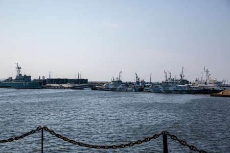 St. Petersburg, Russia - July 16, 2021: Submarines and rocket boats of the Baltic Fleet of Russia on the berth in Kronstadt, St. Petersburg Petersburgのeditorial素材