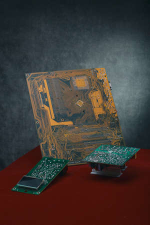 Still life with computers on the red table