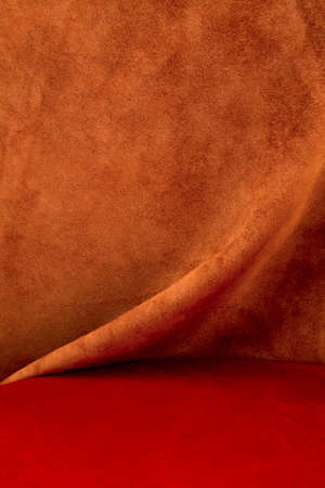 Texture and background with dense curtains over a red tableの写真素材