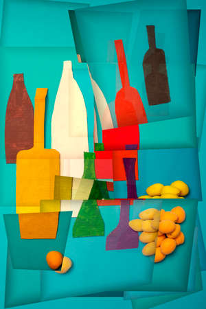 Abstract decorative still life with apricots. styling.の写真素材