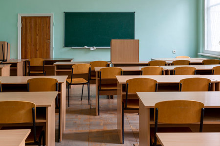 Detail Interior classroom with blackboard on the wallの写真素材