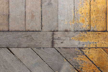 Background, texture of the surface of an old wooden parquetの写真素材