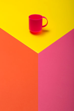 Geometric still life with a pink cupの写真素材