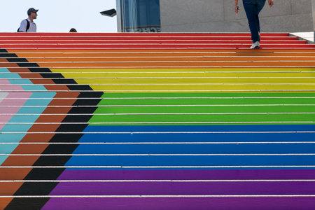 Vienna, Austria - June 13, 2023: Stairs of the Albertina Art Museum in Viennaのeditorial素材