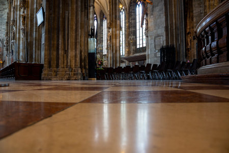 Vienna, Austria - June 13, 2023: Interior of St. Stephen's Cathedral, a medieval Catholic church in the center of Viennaのeditorial素材