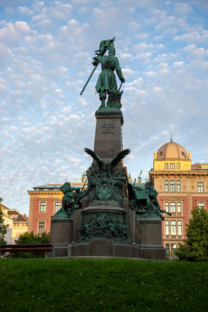Vienna, Austria - June 13, 2023: Monument to the 4th Hoh-un-doi-meister Infantry Regiment near the Military History Museum in Viennaのeditorial素材