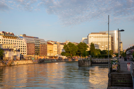 Vienna, Austria - June 13, 2023: Embankment the Danube Canal in Viennaのeditorial素材