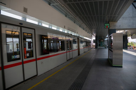 Vienna, Austria - June 14, 2023: View of Aspernstrasse Metro station in Viennaのeditorial素材