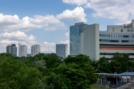 Vienna, Austria - June 14, 2023: Vienna International Center Donau-City