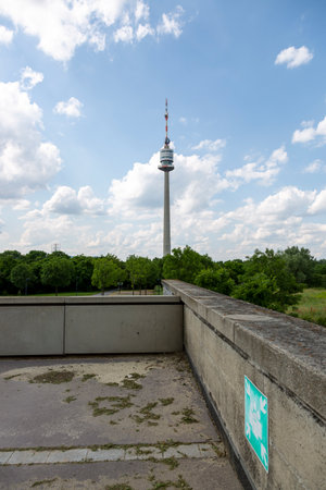 Vienna, Austria - June 14, 2023: The Danube Tower is a popular observation tower and tourist attraction in Viennaのeditorial素材