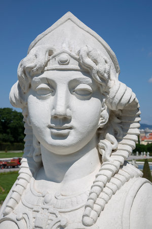 Vienna, Austria - June 15, 2023: Sphinx sculpture in front of the Upper Belvedere Building in Viennaのeditorial素材