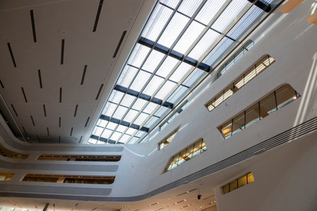 Vienna, Austria - June 16, 2023: Interior of the Learning Center of the Vienna University of...