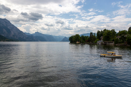 Vienna, Austria - June 17, 2023: View of Lake Traunsee near Gmunden in Austriaのeditorial素材