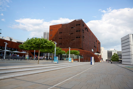 Vienna, Austria - June 16, 2023: Territory of the Vienna University of Economics and Business