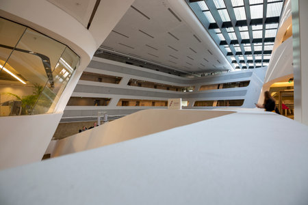 Vienna, Austria - June 16, 2023: Interior of the Learning Center of the Vienna University of...